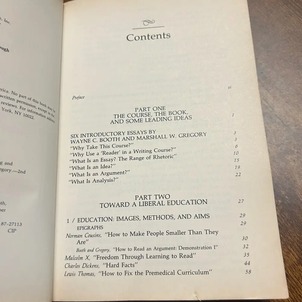 Harper and Row Reader Liberal Education Reading Writing Wayne Booth Gregory